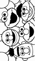 A coloring page of sesame street